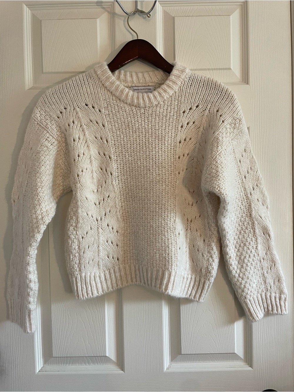 Urban Outfitters Cream Cable Stitch Crewneck Sweater